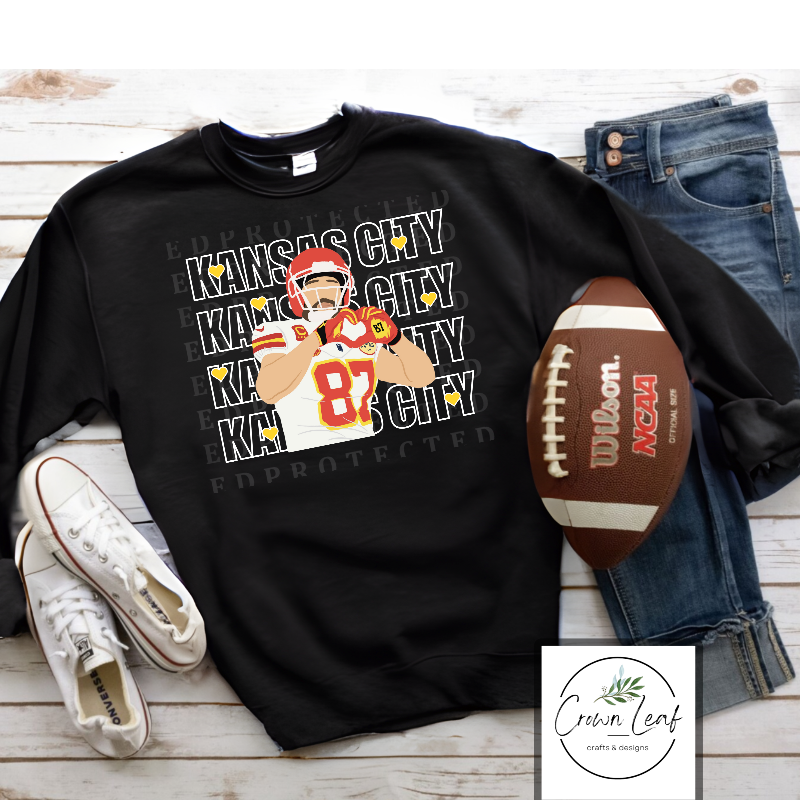 Kelce's Heart Hands [Black Gildan Long-Sleeve Tee, Crewneck Sweatshirt, Hoodie or Black Bella Canvas Tee Shirt] Main Image